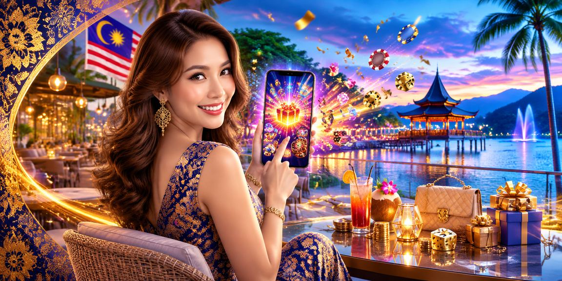 Pengguna Malaysia bermain kasino mudah alih memakai batik sambil memantau jackpot